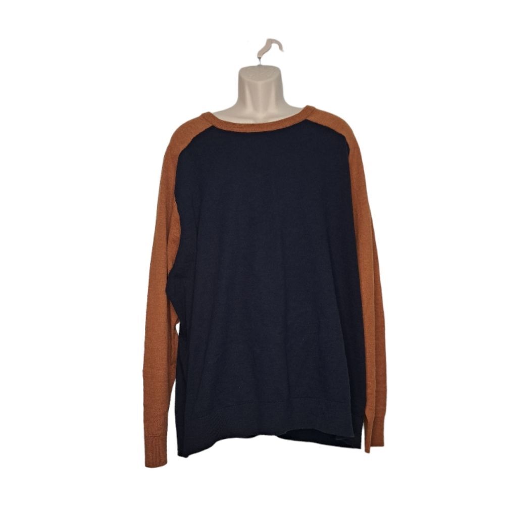 Rye Men's Sweater Woodland Saddle Sleeve #167004946 Crewneck Size 3XL Navy+Rust